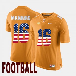 Men's Tennessee Volunteers #16 Peyton Manning Orange US Flag Fashion Jersey 877032-211