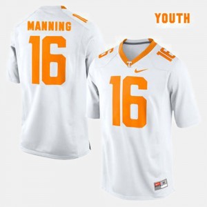 Youth Tennessee Volunteers #16 Peyton Manning White College Football Jersey 217117-354